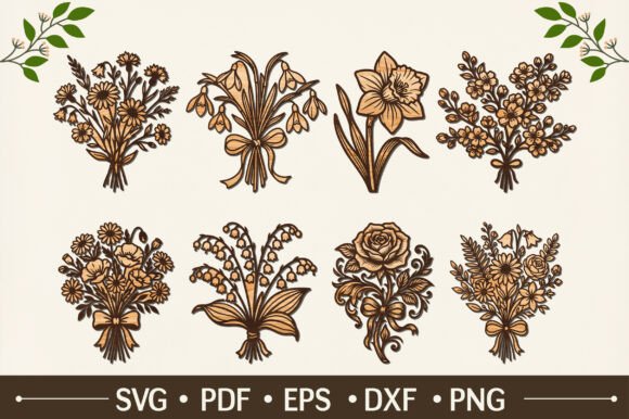 Download 8 Flower Arrangement Laser Cut Designs - Arrangement Collection