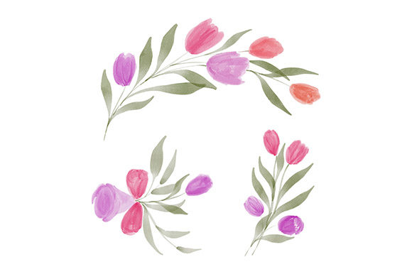 Download Watercolor Tulip Flower Arrangement Set - Arrangement Collection