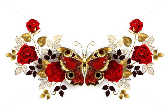 Download Flower Arrangement with Red Butterfly - Arrangement Collection