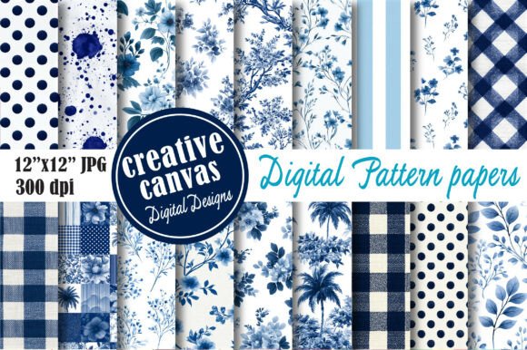 Download Blue Floral Seamless Pattern Bundle - Blue floral Collection