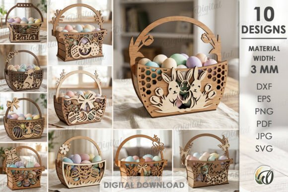Download 3D Easter Baskets Bundle Laser Cut - Easter baskets Collection