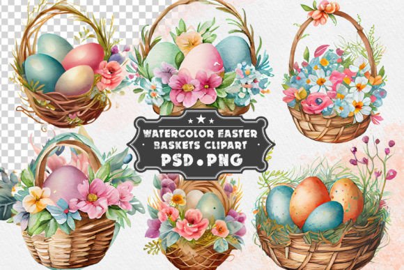 Download Watercolor Easter Baskets PNG Clipart - Easter baskets Collection