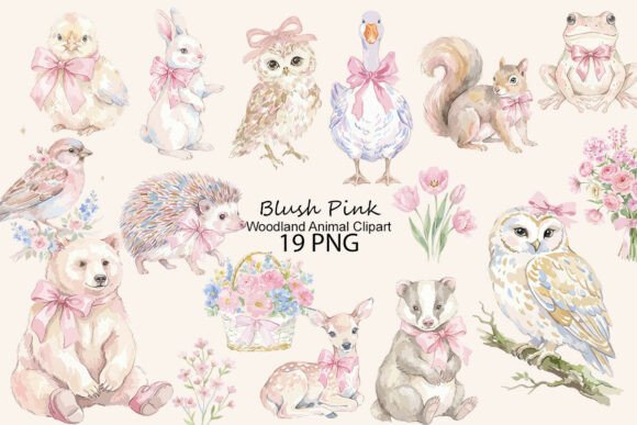 Download Blush Pink Woodland Animal Clipart - Blush Collection