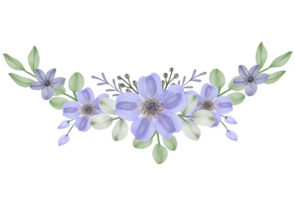 Download Arrangement of Purple Floral Watercolor - Arrangement Collection