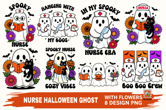 Download Retro Halloween Ghost Nurse Png Bundle - Premium Resources