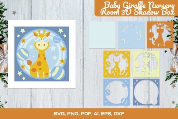 Download Baby Giraffe Nursery Room 3D Shadow Box - Giraffe nursery Collection