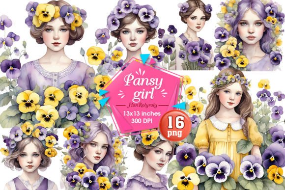 Download Pansy Girl Sublimation Clipart - Premium Resources