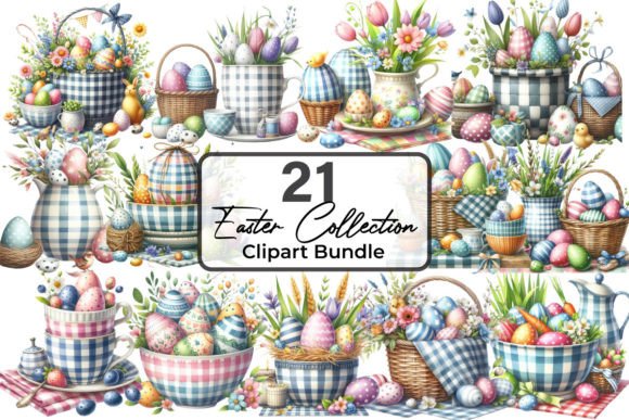 Download Watercolor Floral Easter Baskets Clipart - Easter baskets Collection