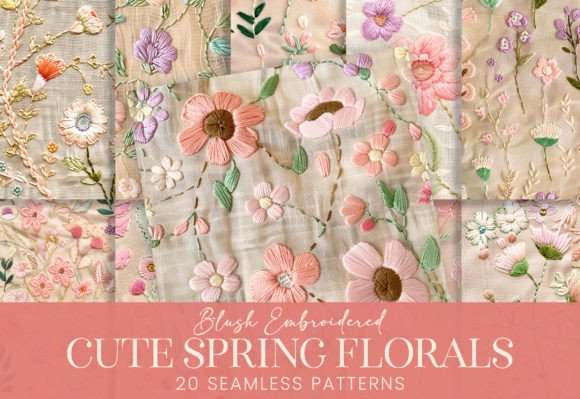Download Cute Embroidered Blush Spring Florals - Blush Collection