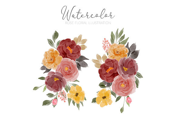 Download Watercolor Rose Flower Arrangement Set - Arrangement Collection