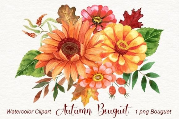 Download Watercolor Autumn Flower Bouquet - Premium Resources
